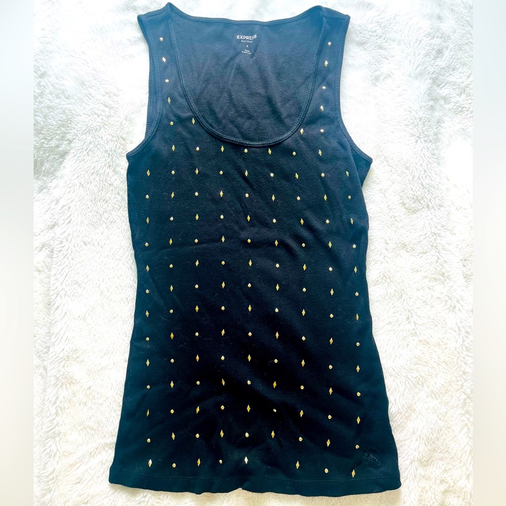 Express Black Tank With Gold Studs